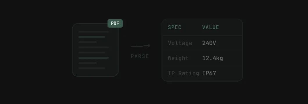 Extract specs from product datasheets